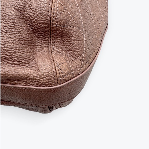 Auth Christian Dior Cannage Quilted Metallic Mauve Pink Leather Bee Hobo Tote - Picture 11 of 15